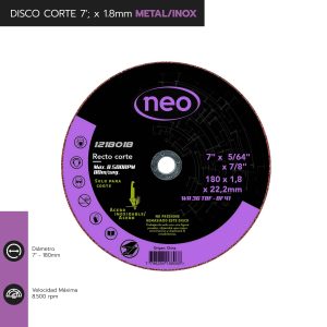 DISCO CORTE 7" x 1.8mm METAL/INOX 1218018
