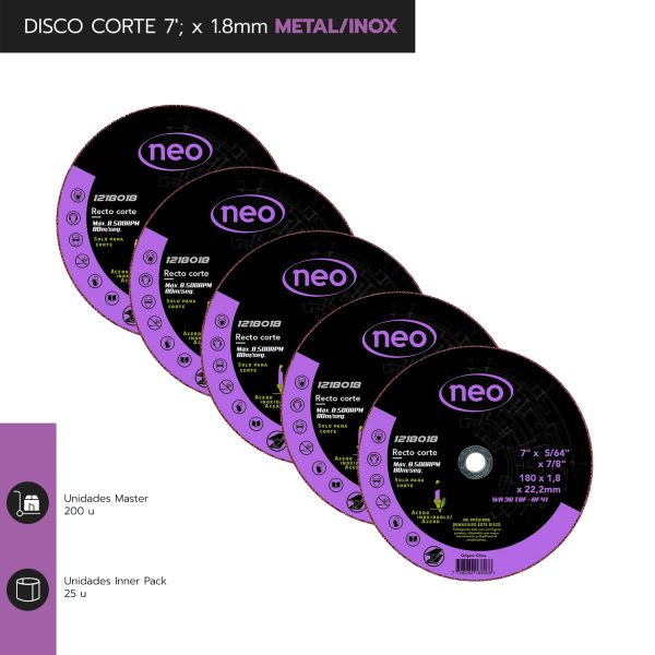 DISCO CORTE 7" x 1.8mm METAL/INOX 1218018 - Imagen 3