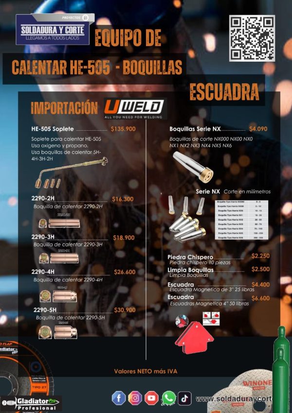 EQUIPOS DE CALENTAR HE-505  -BOQILLAS